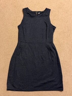 Sleeveless Dark Gray Dress - Classic Women's Work Dress w/ POCKETS